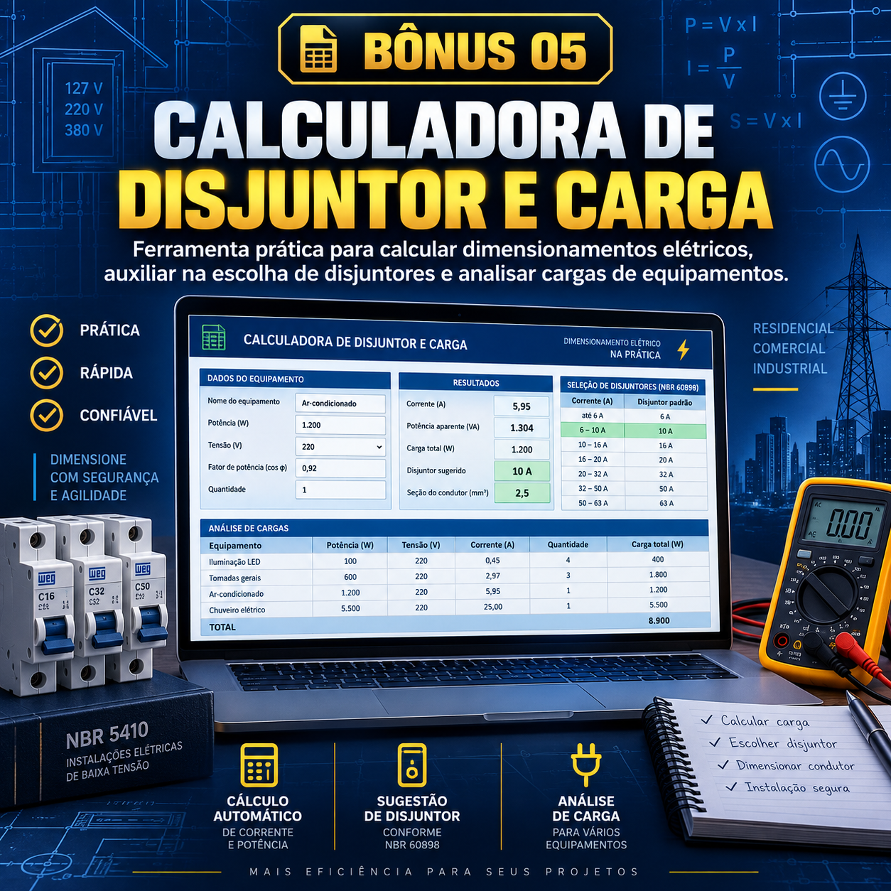 Cálculo de Disjuntor e Carga