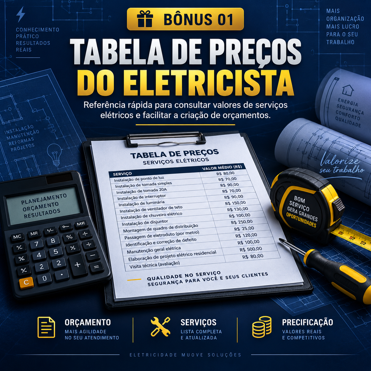 Tabela de Preços do Eletricista